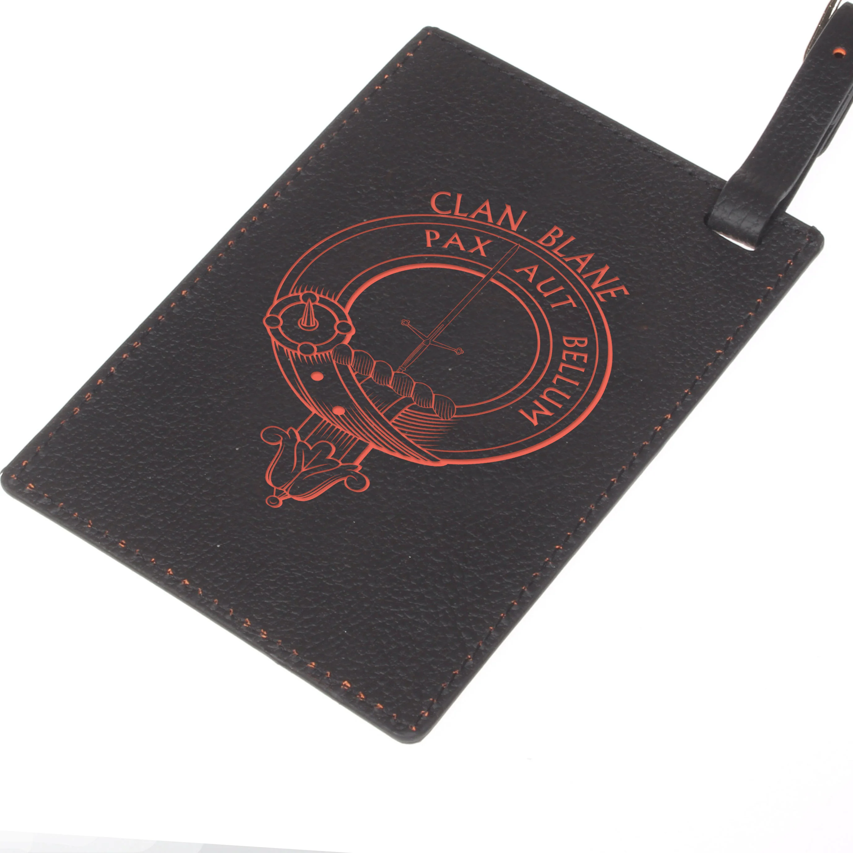 Blane Clan Crest Engraved PU Leather Luggage Tag