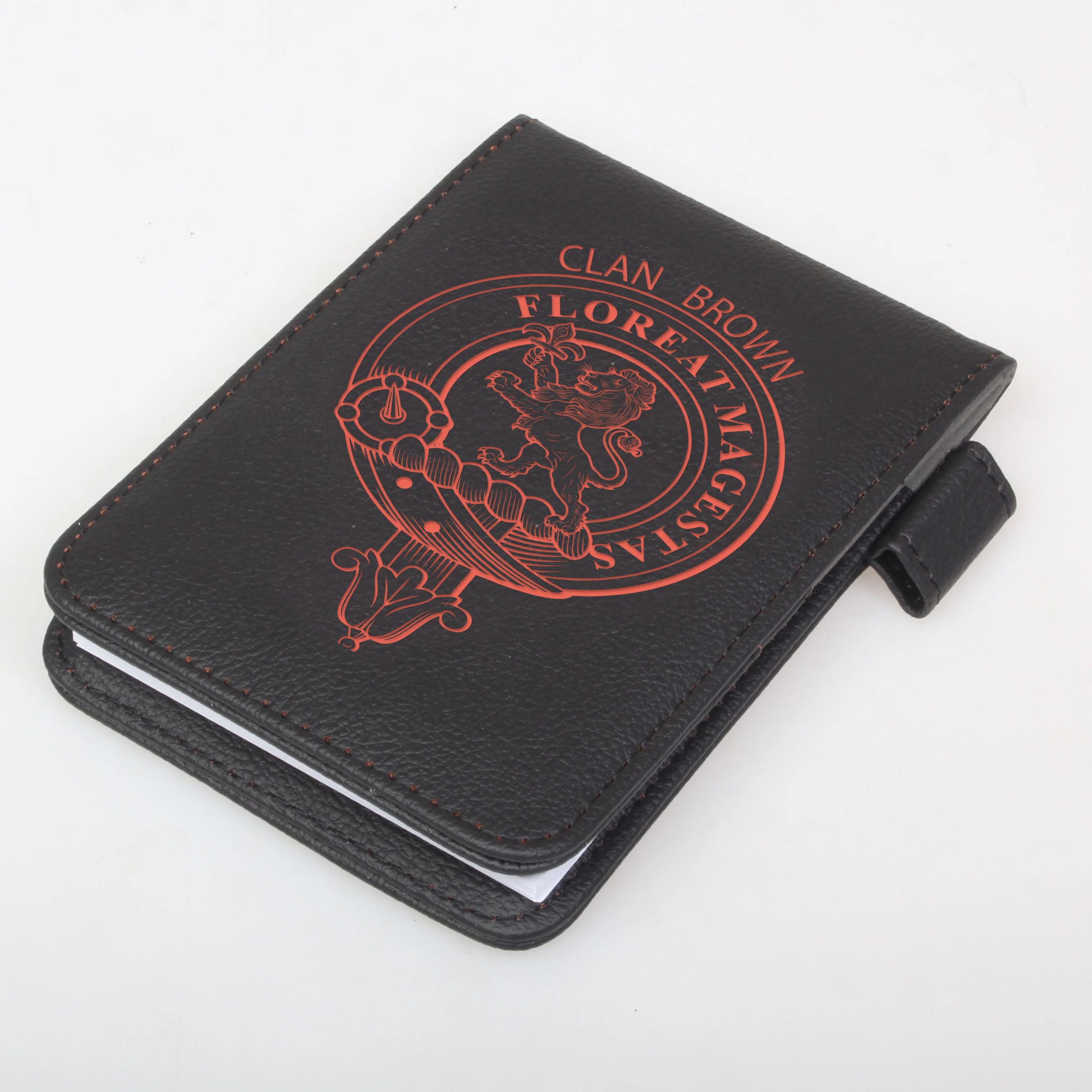 Brown Clan Crest Engraved Leather Small Notebook