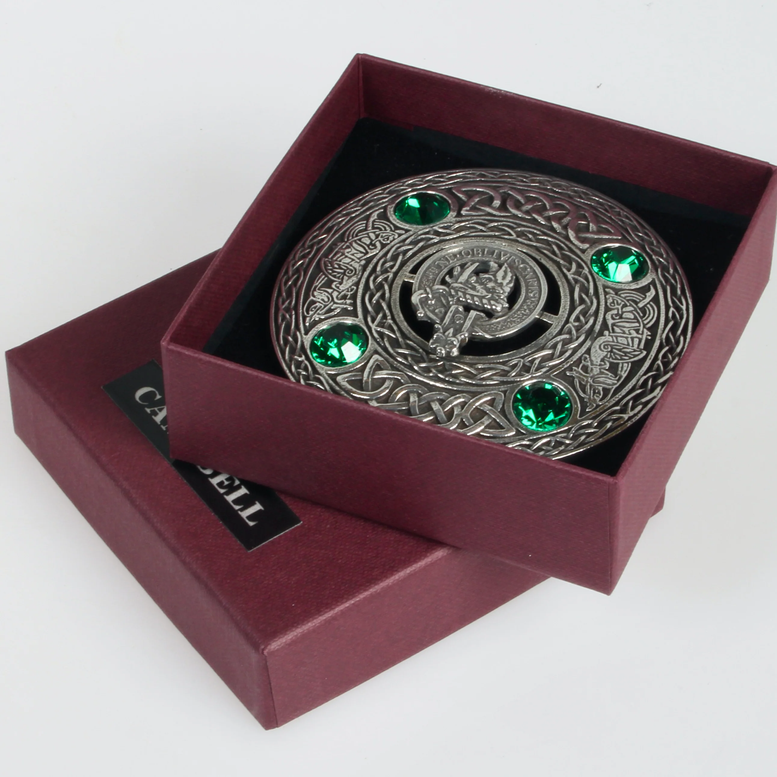 Campbell Clan Crest Pewter Plaid Brooch