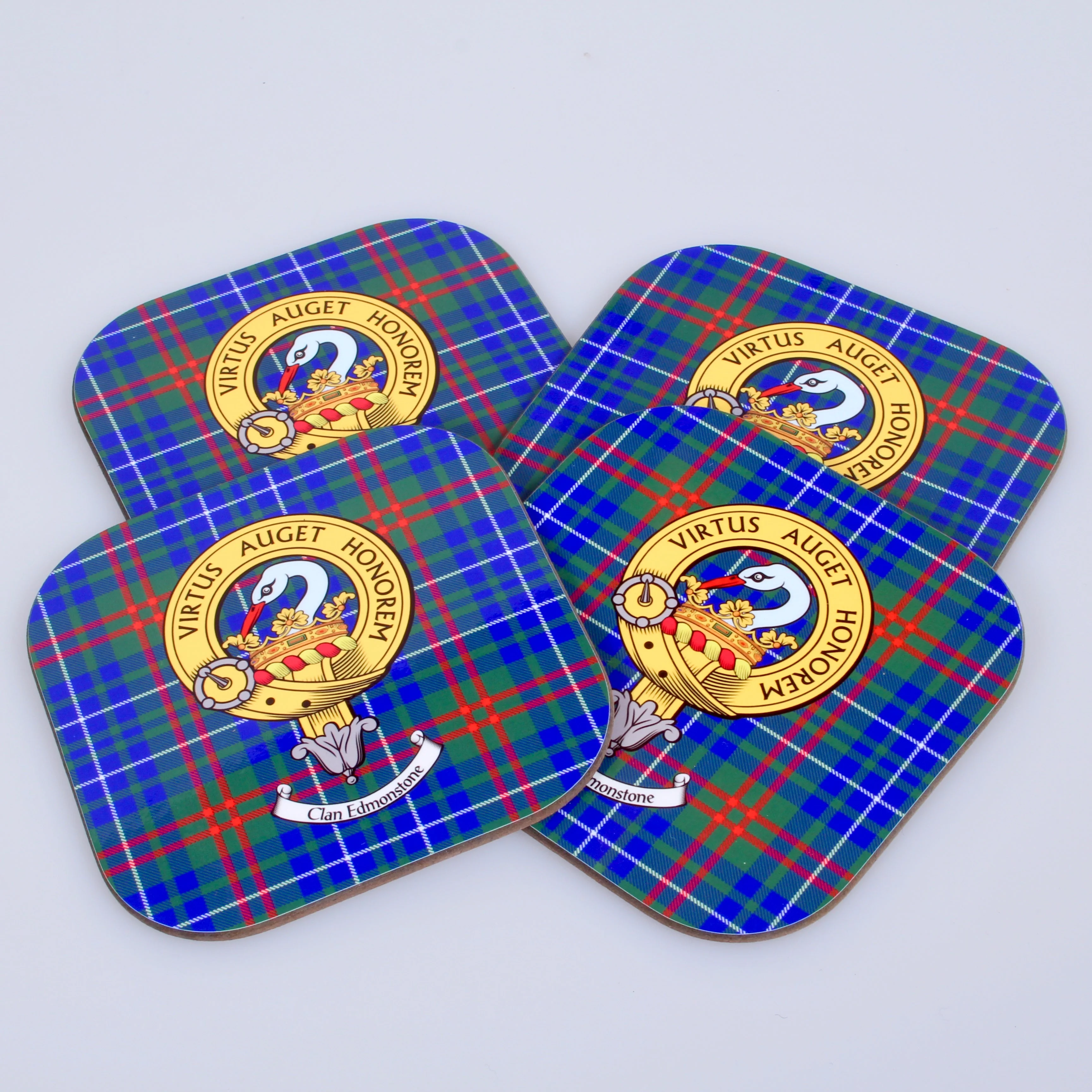 Clan Crest and Tartan Wooden Coaster 4 Pack - Image 2
