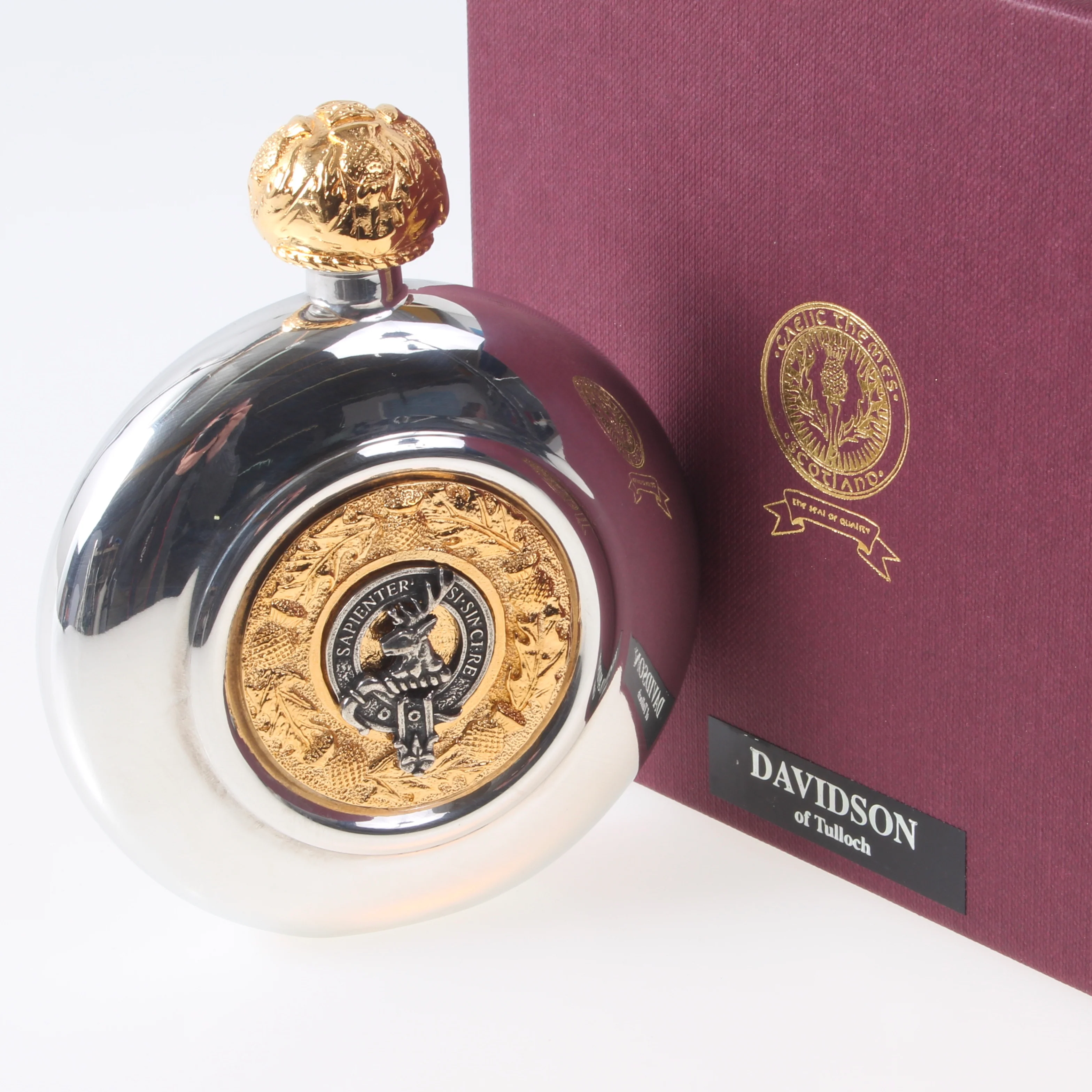 Davidson Clan Crest Pewter Sporran Flask