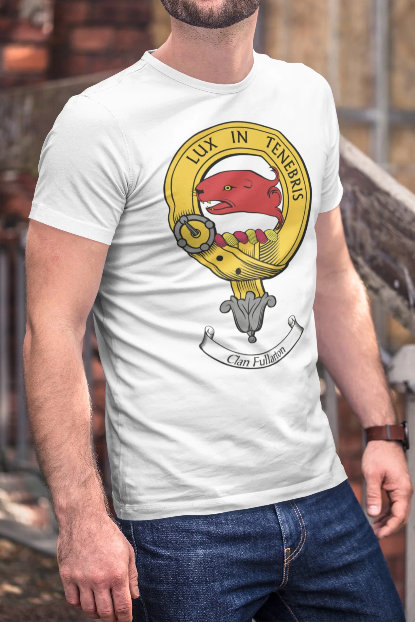 Fullarton Clan Crest Gents T-Shirt - Custom Printed, Comfortable Fit, Multiple Sizes Available