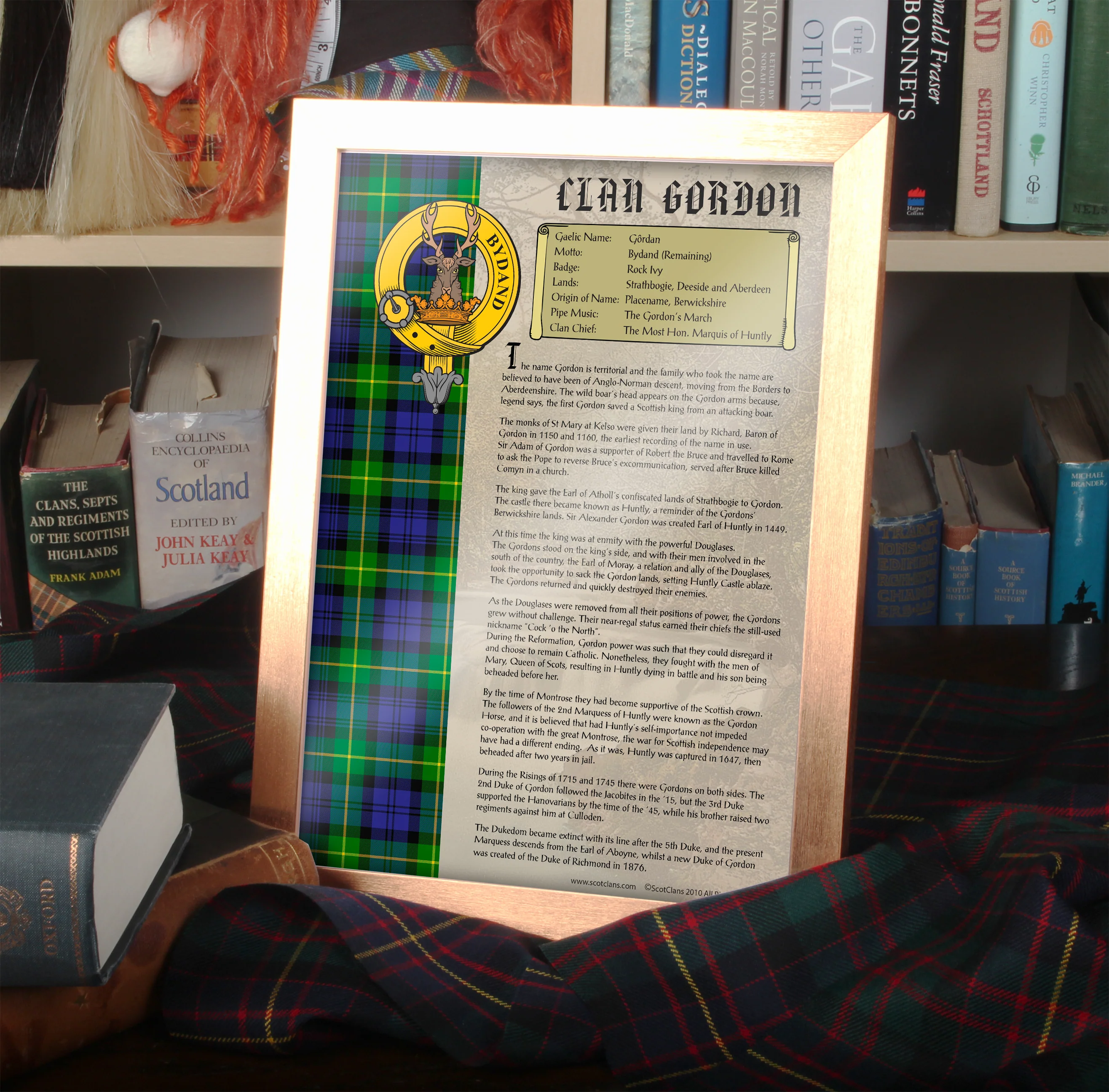 Gordon Clan History Print - Choose Framed or Unframed