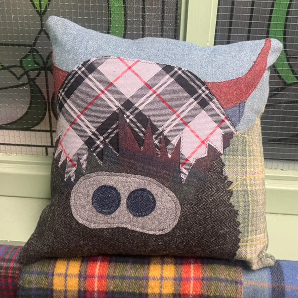 Highland Cow Cushion Cover - pick a tartan