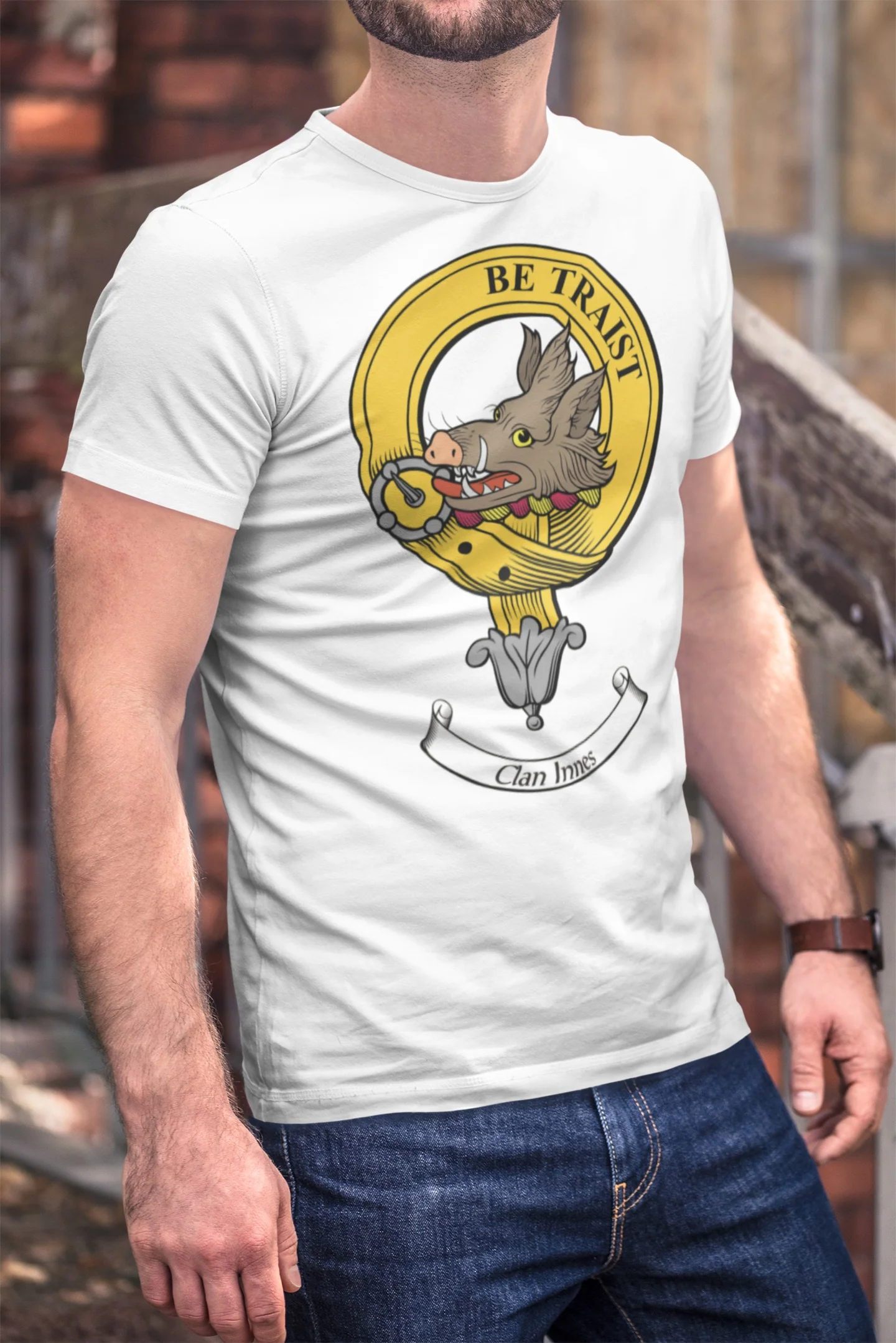 Innes Clan Crest Men's T-Shirt - Personalized Fit with Custom Clan Emblem