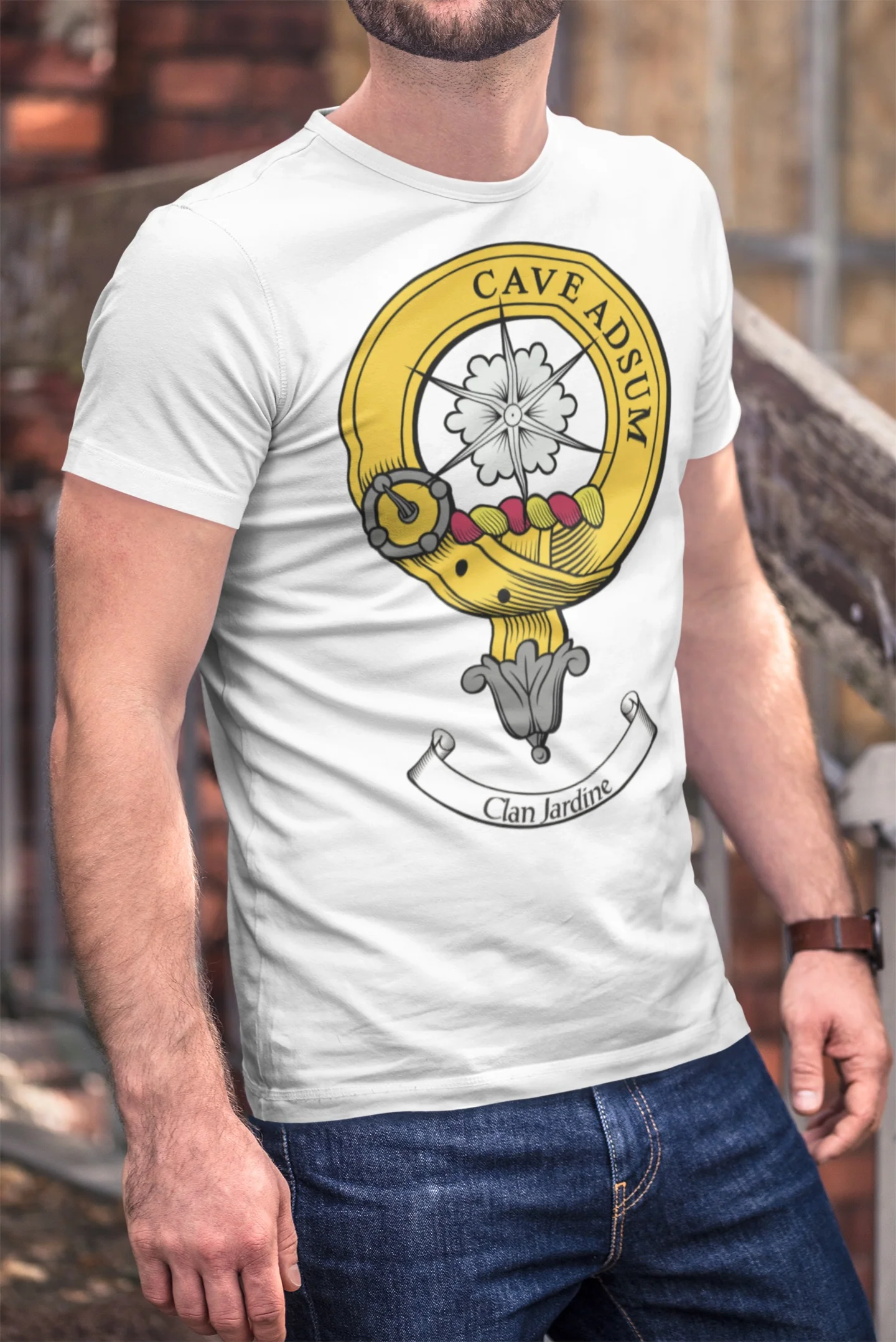 Jardine Clan Crest Men's T-Shirt - Unique Printed Heritage Tee in Sizes S to 3XL