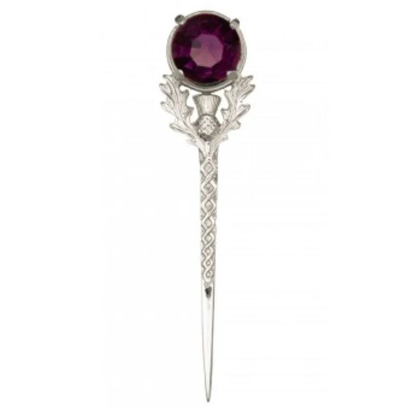 Kilt Pin - Thistle with Dark Amethyst - Image 2