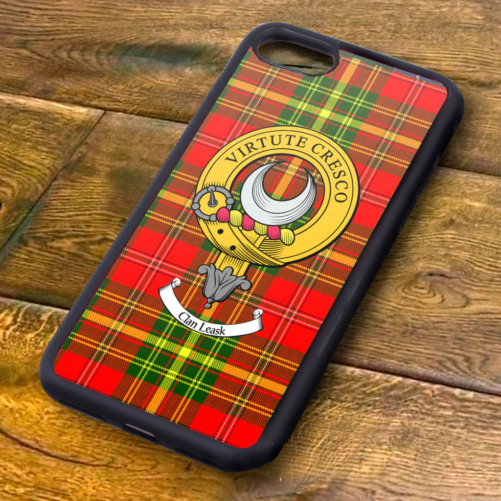 Leask Tartan and Clan Crest iPhone Rubber Case