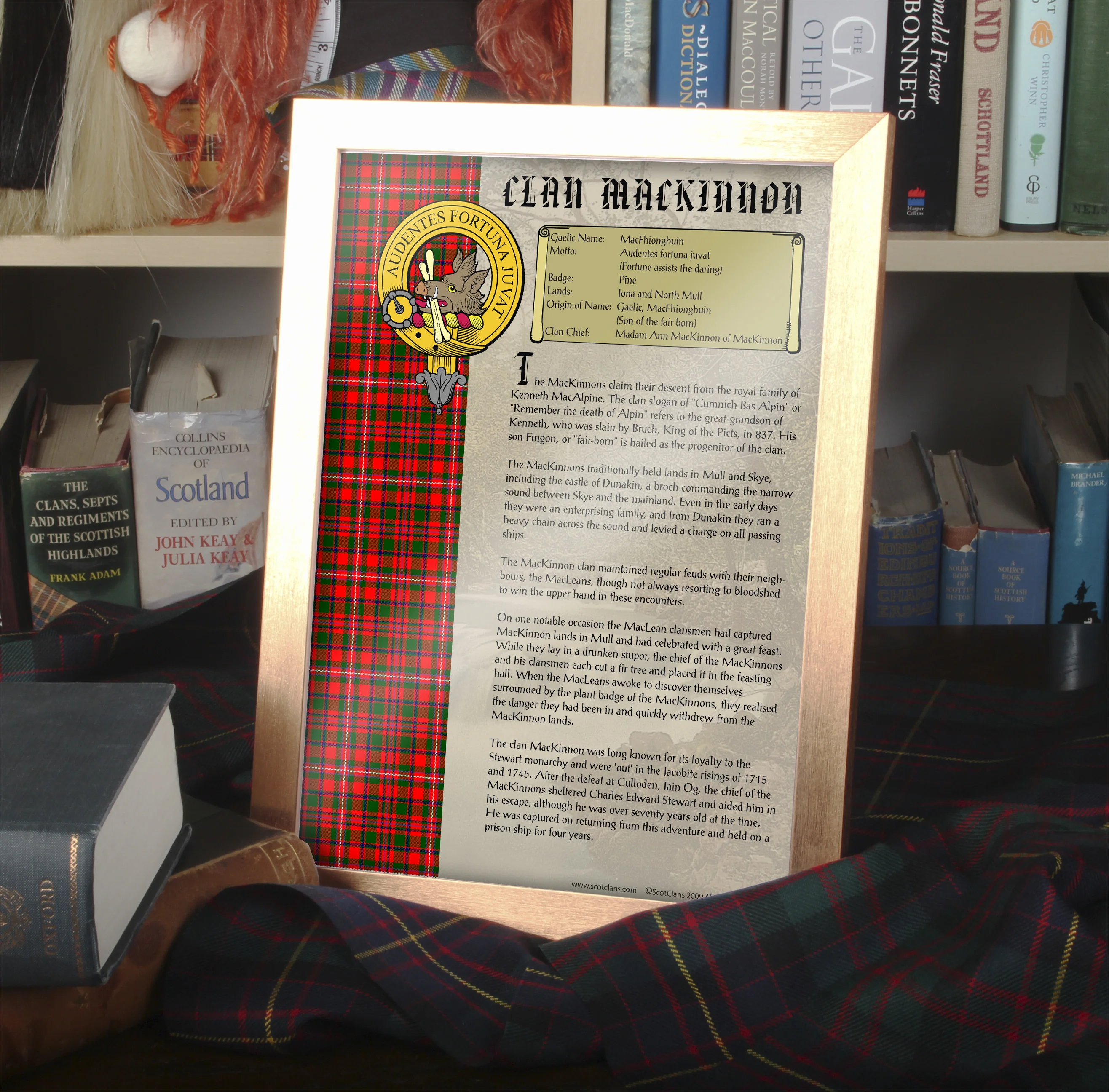 MacKinnon Clan History Print - Choose Framed or Unframed.