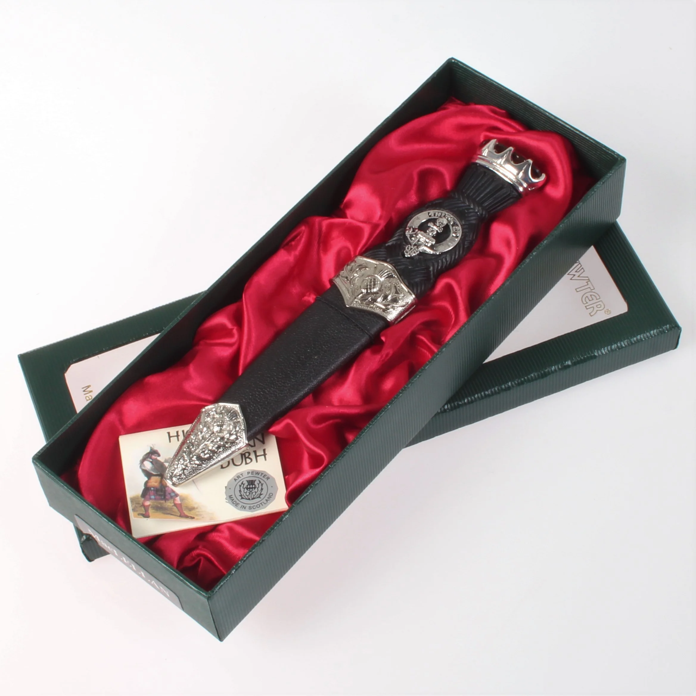 MacLellan Clan Crest Stone Top Thistle Design Sgian Dubh
