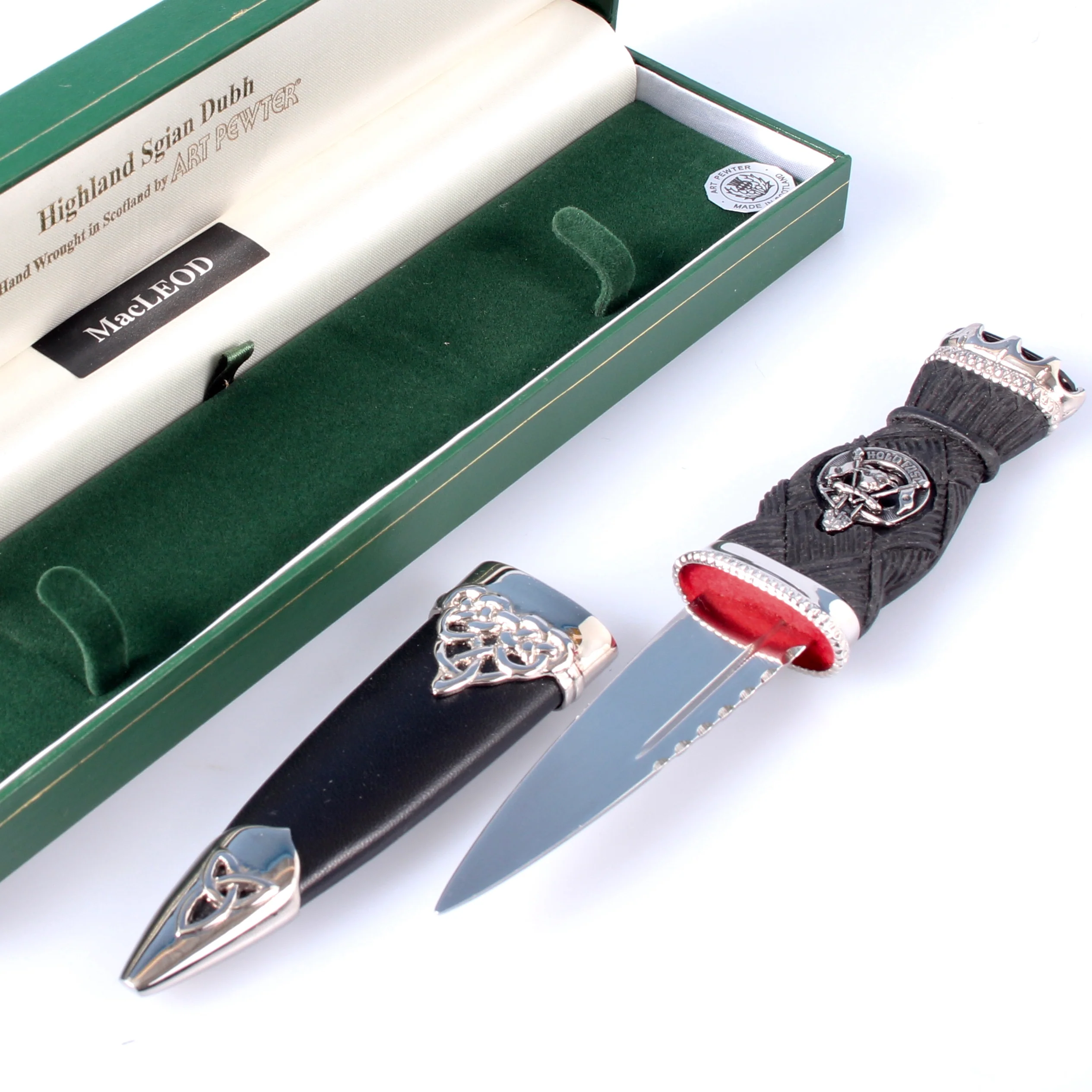 Macleod Clan Crest Deluxe Stone Top Thistle Design Sgian Dubh - Image 2