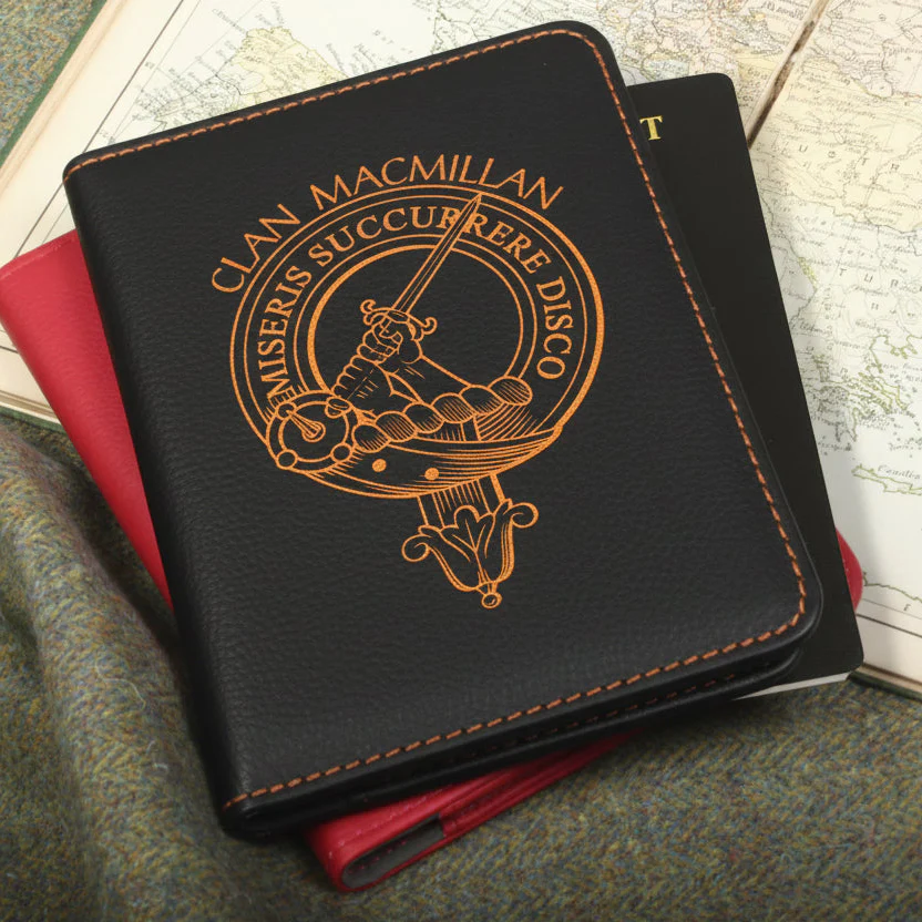 MacMillan Clan Crest Leather Passport Cover