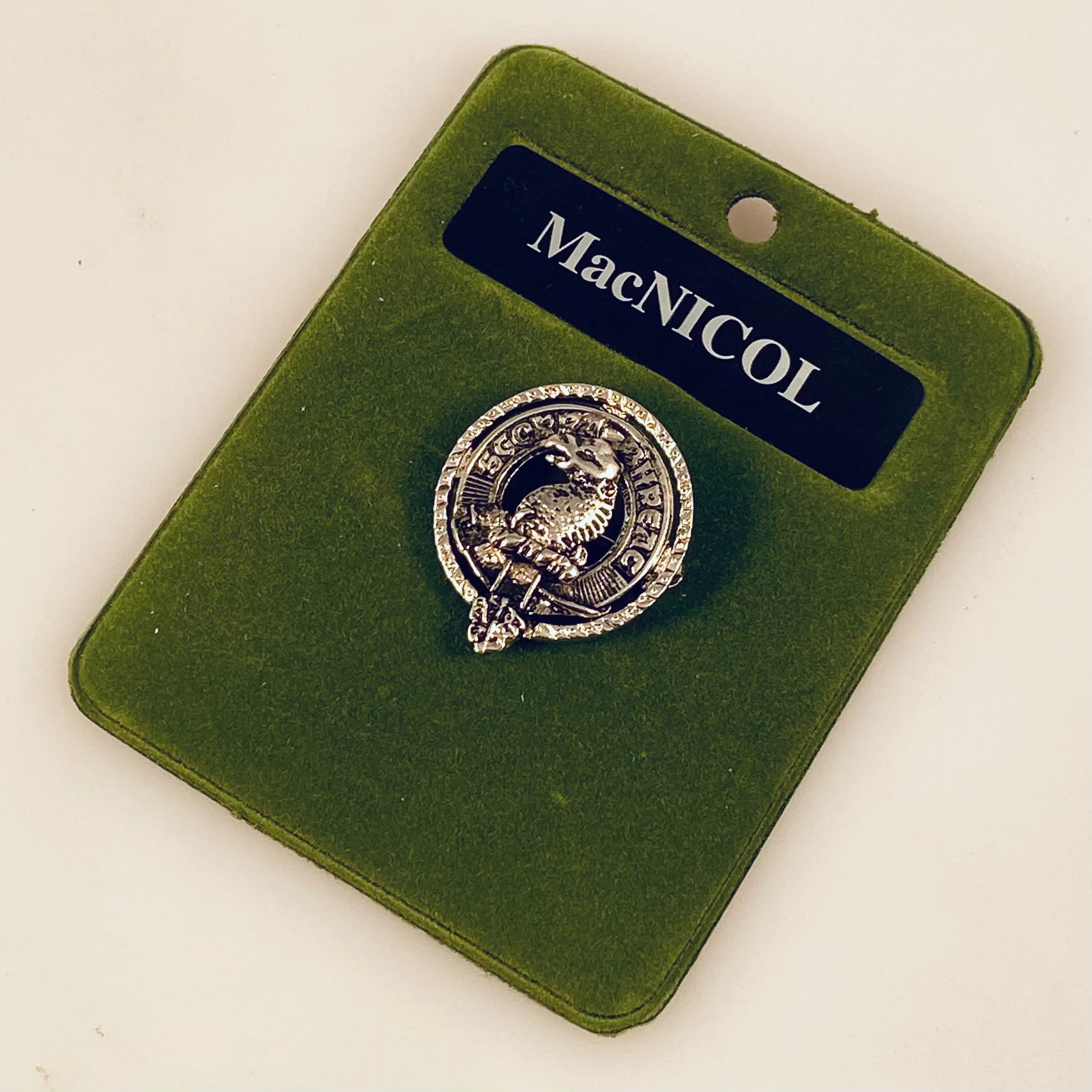 MacNicol Clan Crest Small Pewter Pin Badge