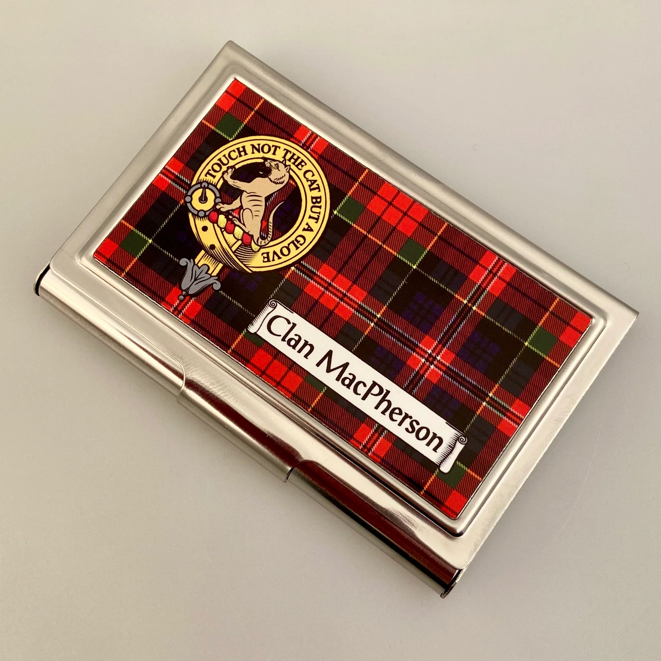 MacPherson Clan Crest and Tartan Business Card Case
