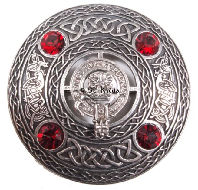 Marjoribanks Clan Crest Pewter Plaid Brooch