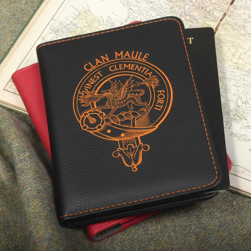 Maule Clan Crest Leather Passport Cover