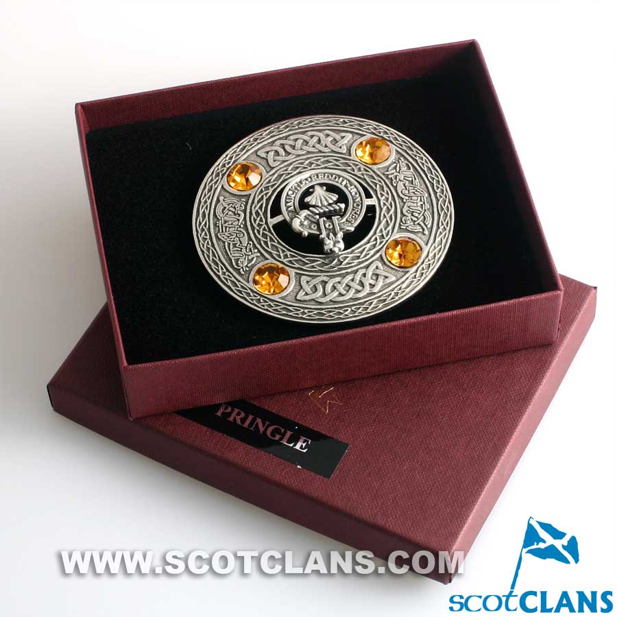 Pringle Clan Crest Pewter Plaid Brooch - Image 2