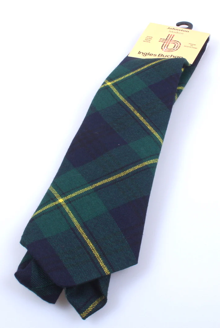 Pure Wool Tie in Johnstone Modern Tartan - Image 2