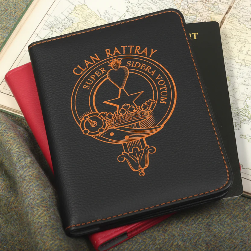 Rattray Clan Crest Leather Passport Cover