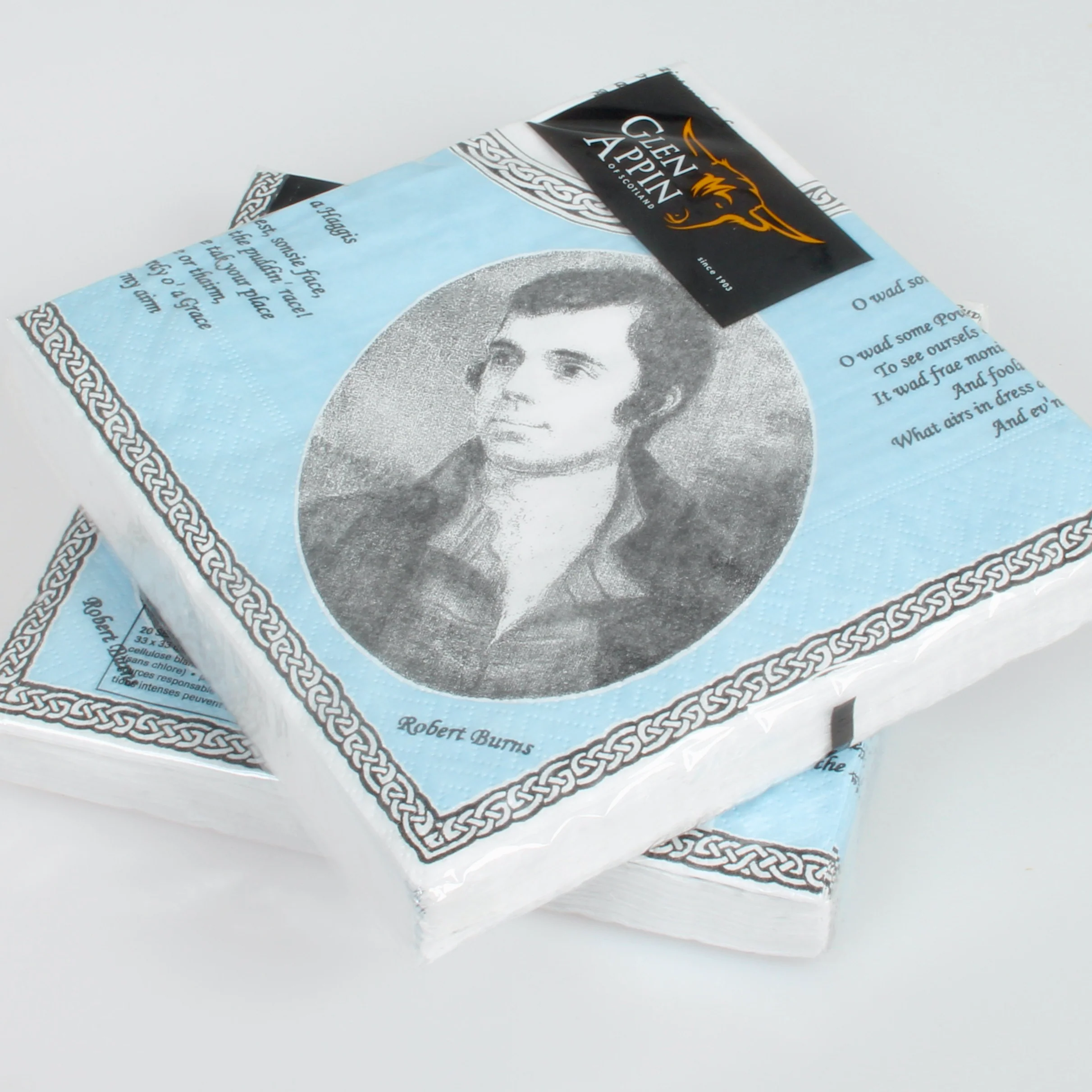 Robert Burns Image Paper Napkins - Pack of 20 - To clear
