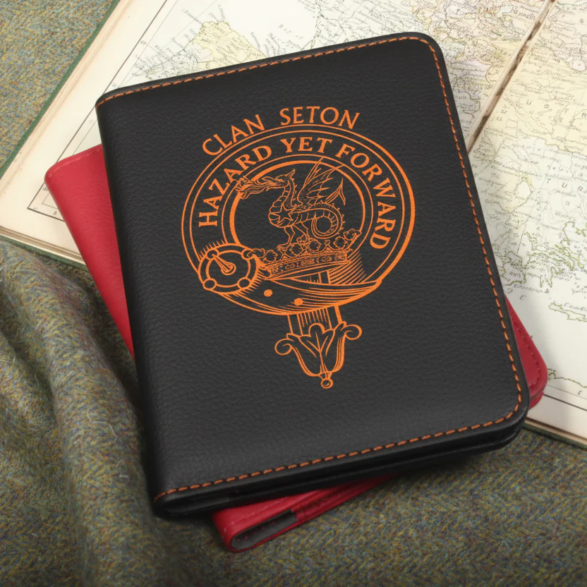Seton Clan Crest Leather Passport Cover