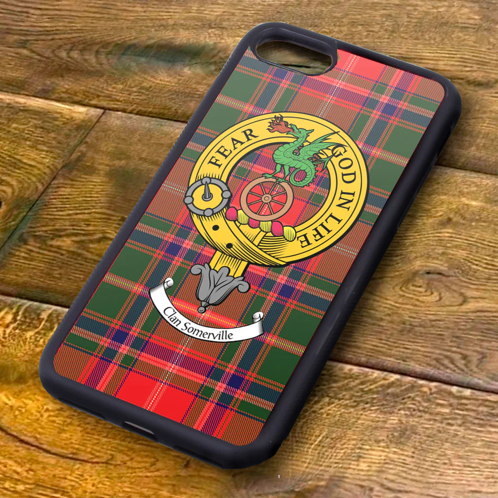 Somerville Tartan and Clan Crest iPhone Rubber Case