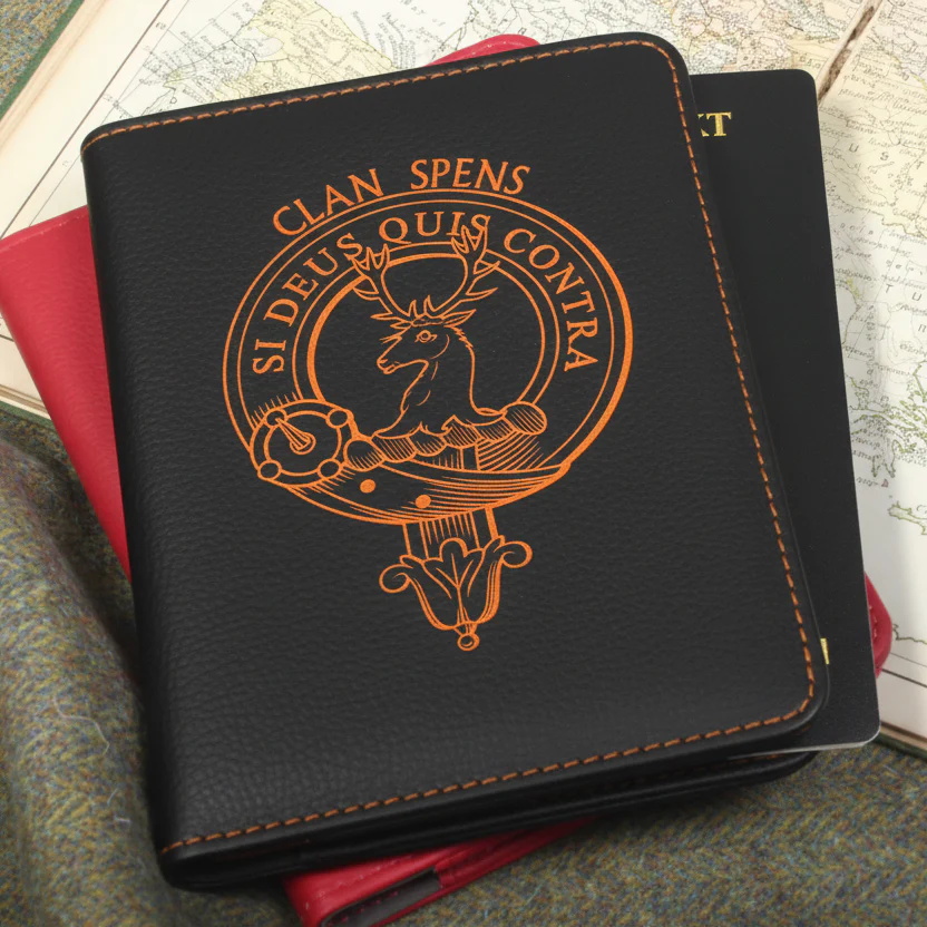 Spens Clan Crest Leather Passport Cover