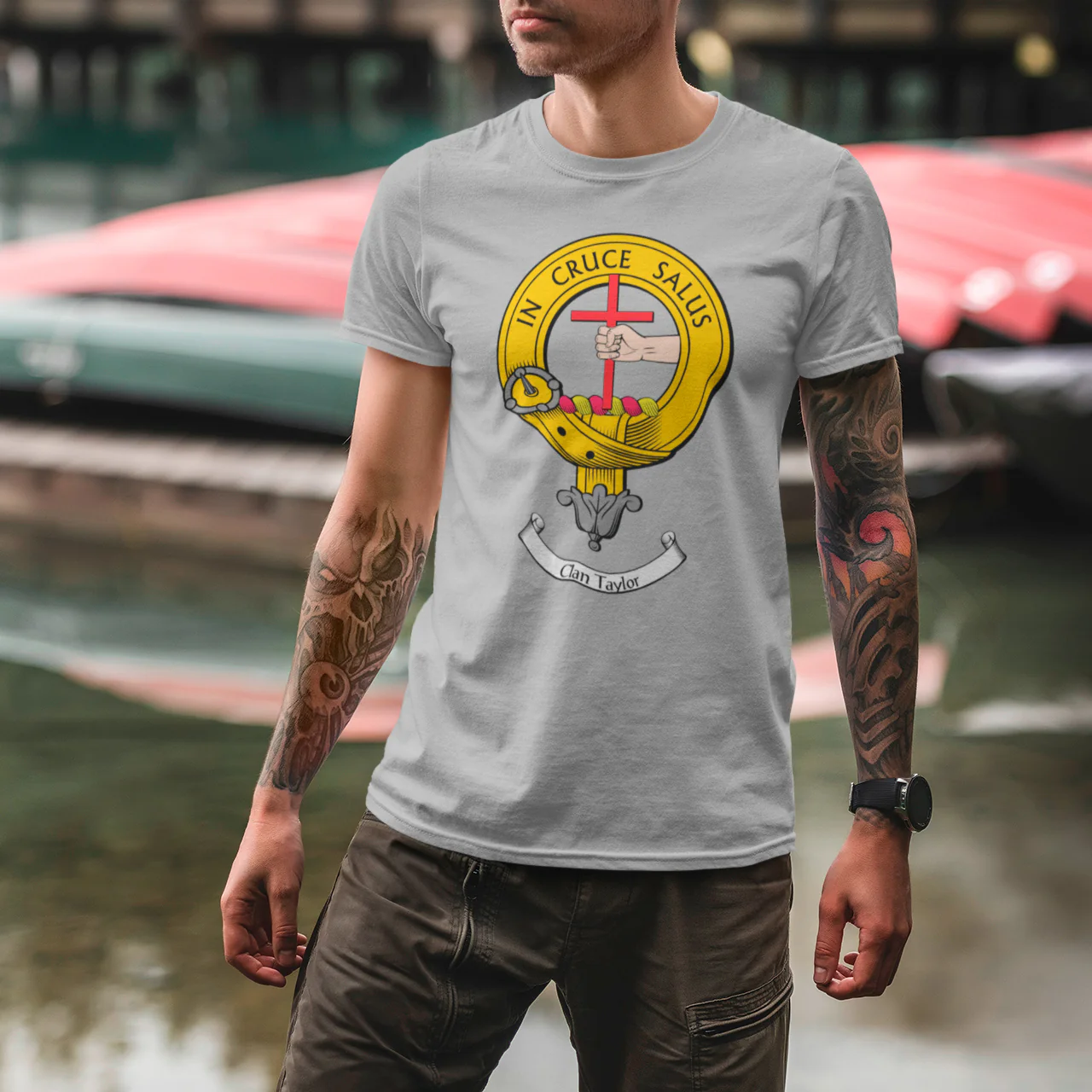 Taylor Clan Crest Gents T Shirt - Unique Custom Print, Vibrant Colors, Various Sizes S to 3XL