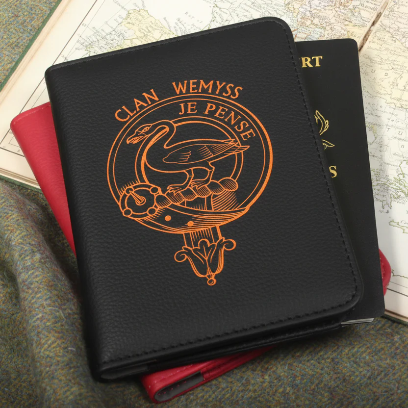 Wemyss Clan Crest Leather Passport Cover
