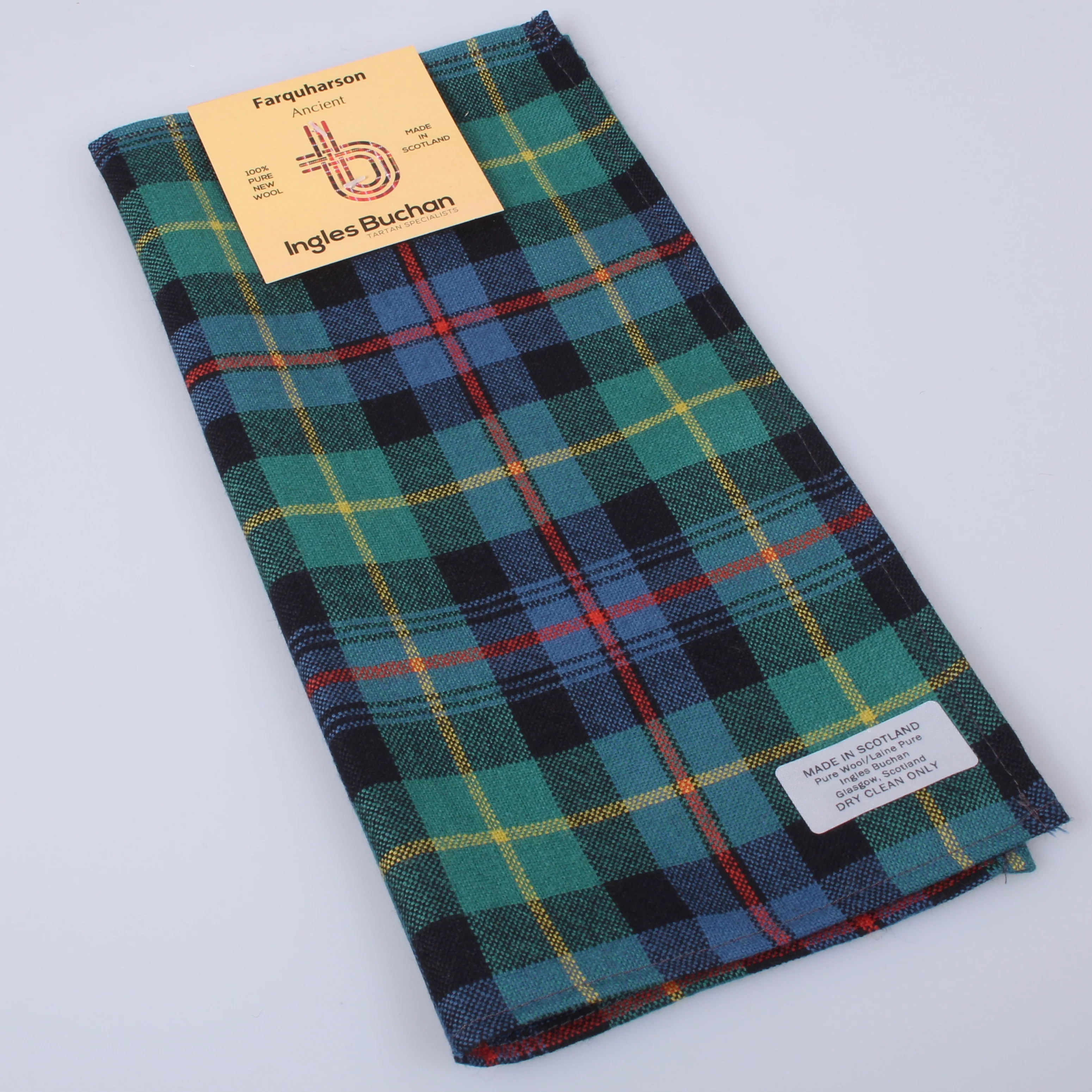 Wool Tartan Pocket Square in Farquharson Ancient Tartan - Image 2